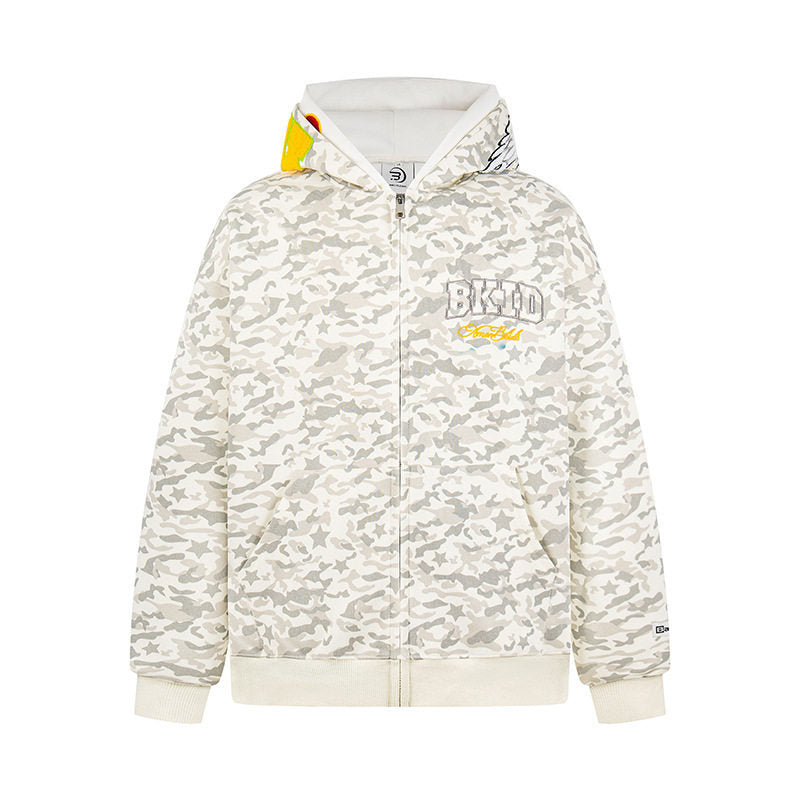 Embroidery Zipper Hoodie Spring Casual Loose Couple Outerwear