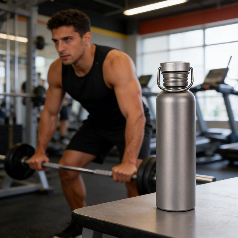 Pure Titanium Water Bottle, Lightweight Single-Wall Wide Mouth for Sports, Camping, Travel