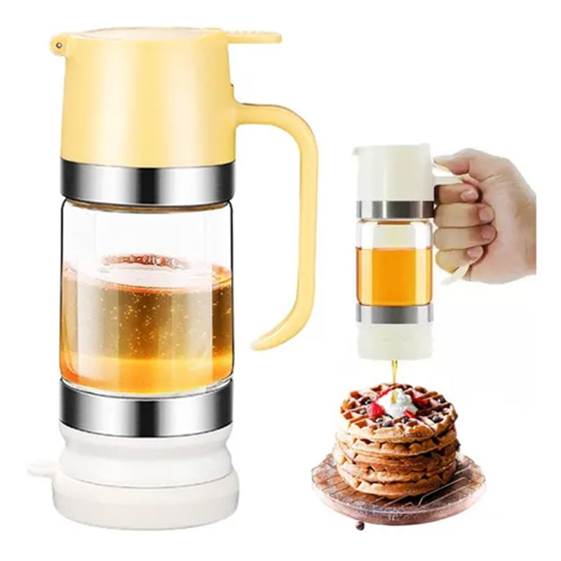 300ml Durable Glass Honey Dispenser with Handle, Transparent, Drip-Proof Press Pump for Bread, Honey Pot