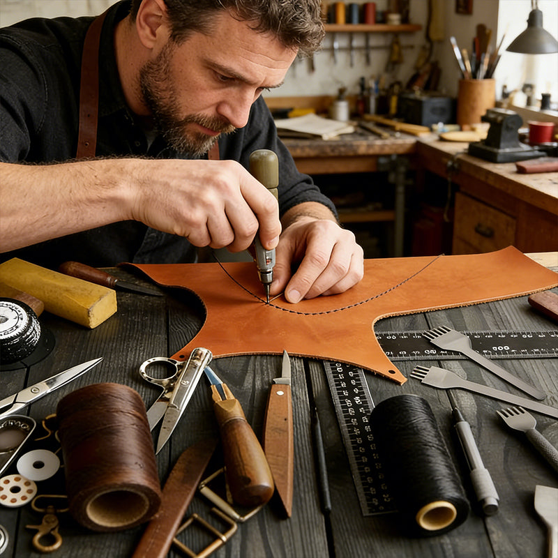 Professional Leather Stitching Awl Kit, Quick Sewing Repair Tool for DIY Handcrafts, Includes Needle Set