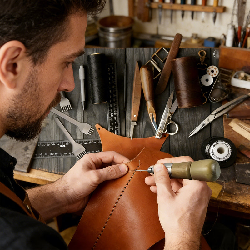 Professional Leather Stitching Awl Kit, Quick Sewing Repair Tool for DIY Handcrafts, Includes Needle Set