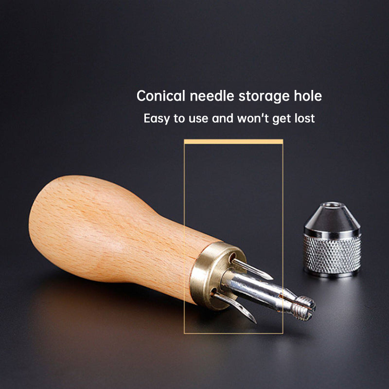 Professional Leather Stitching Awl Kit, Quick Sewing Repair Tool for DIY Handcrafts, Includes Needle Set