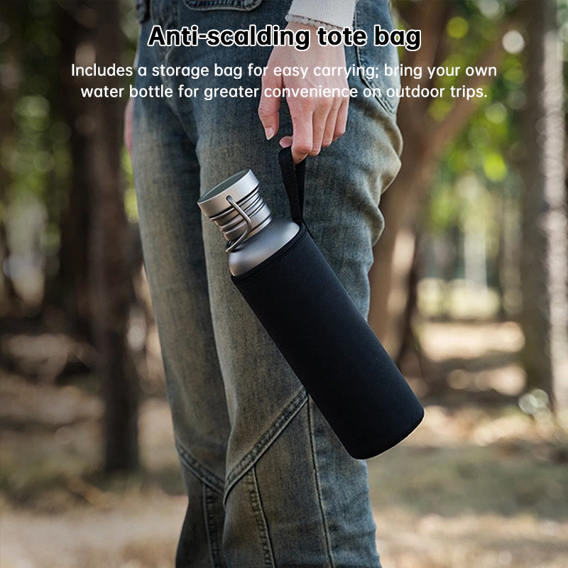 Pure Titanium Water Bottle, Lightweight Single-Wall Wide Mouth for Sports, Camping, Travel