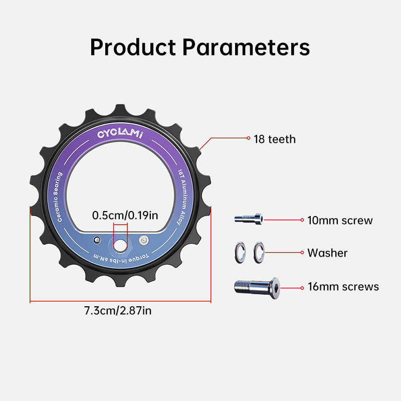 18T Rear Derailleur Ceramic Jockey Wheel Set - 9/10/11 Speed Hollow Eccentric Pulley Guide, R8000/R7000 Bike Parts