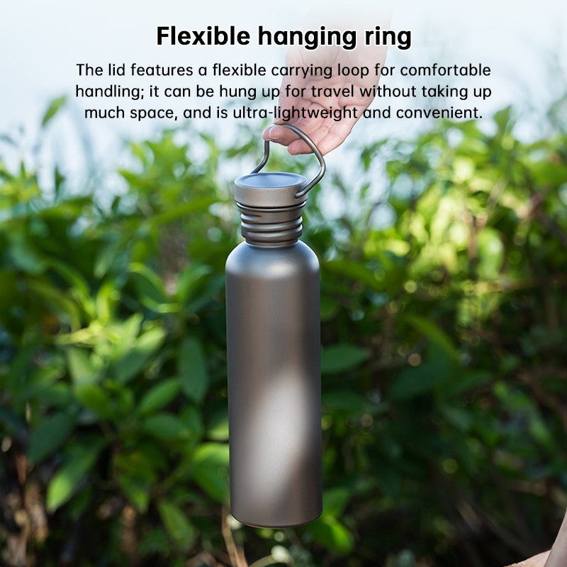 Pure Titanium Water Bottle, Lightweight Single-Wall Wide Mouth for Sports, Camping, Travel